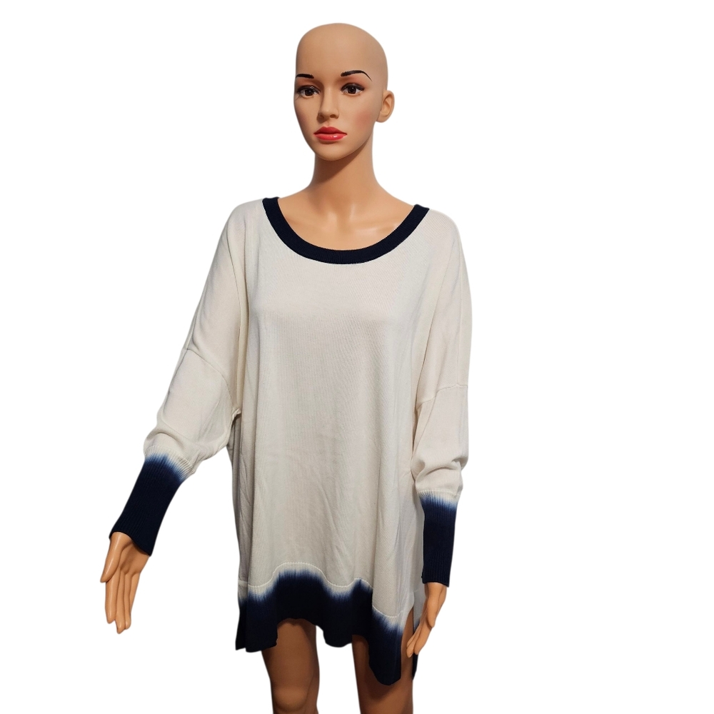 Wonderly Women's Blue Dip-Dye Crewneck Sweater Sz 1X